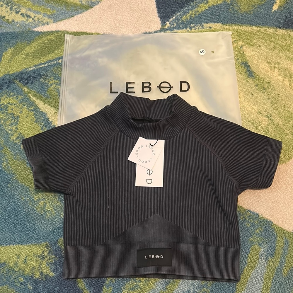Lebod ribbed crop shirt, dark navy